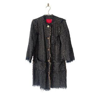 Lanvin 2012 Long Tweed Fringe wool cotton Jacket Blazer 38
